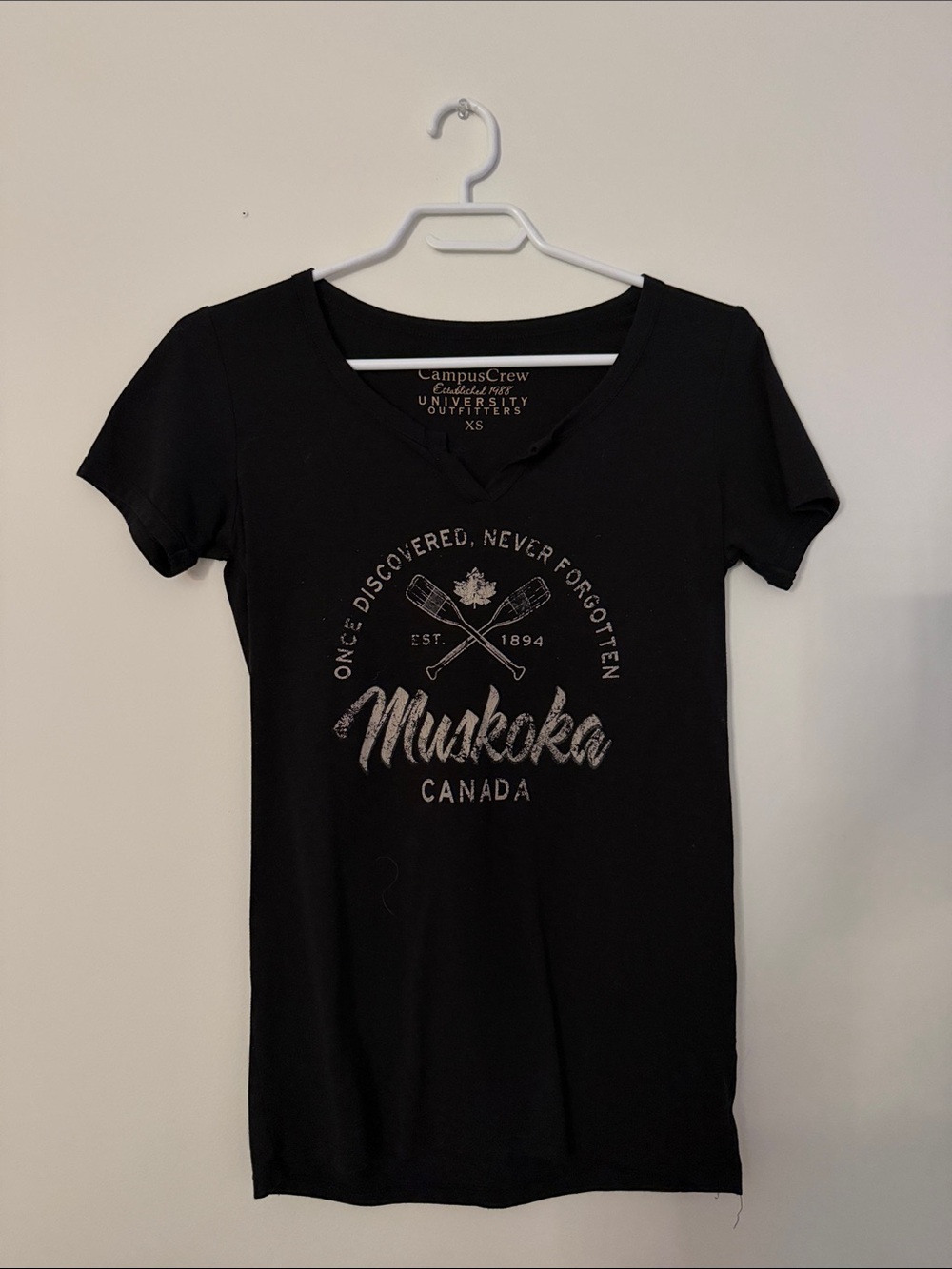 CampusCrew Muskoka Canada Black Graphic V-Neck Tee